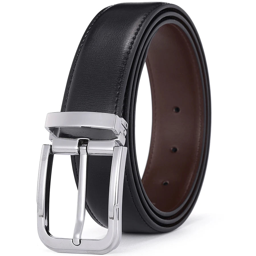 Men’s Cow Split Leather Pin Buckle Belt – Classic Jeans Belt