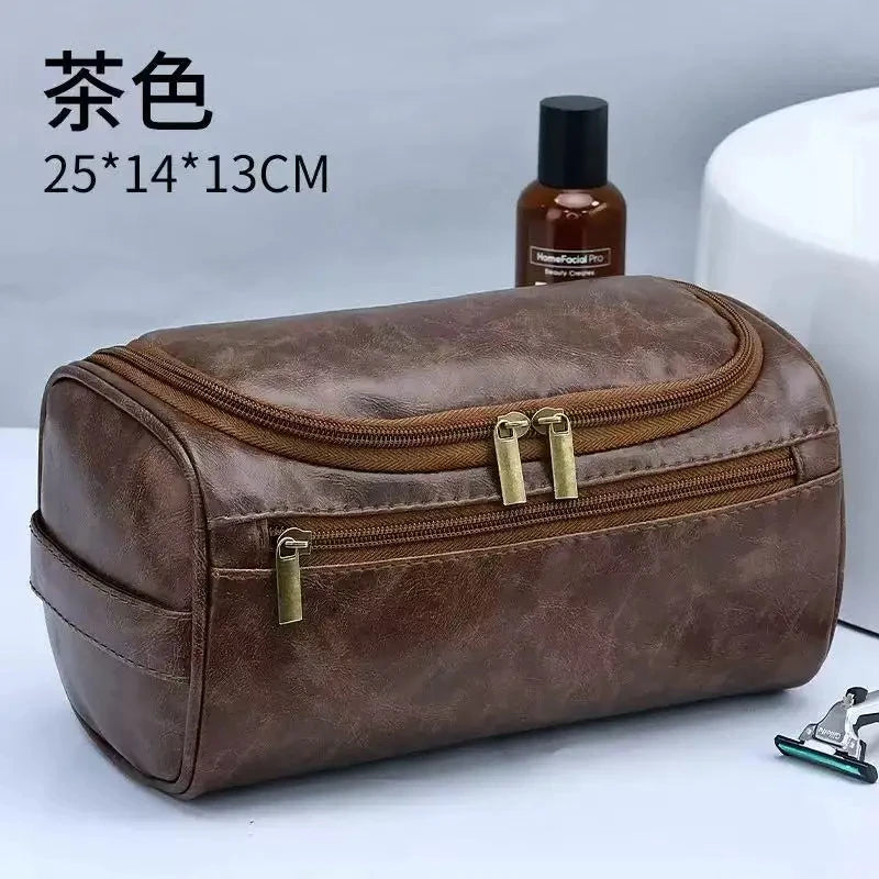 Leather Toiletry Bag for Men Women Dopp Kit Mens Hanging Toiletry Bag Travel Toiletry Bag for Traveling Large Cosmetic Bag for T