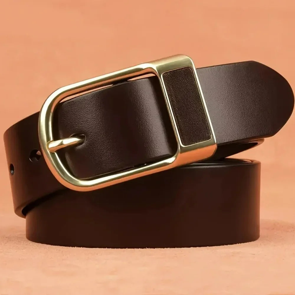 Men's High-Quality Genuine Leather Belt with Business Cowboy Buckle Casual Jeans Waistband Fashionable Male Accessory 2024 New