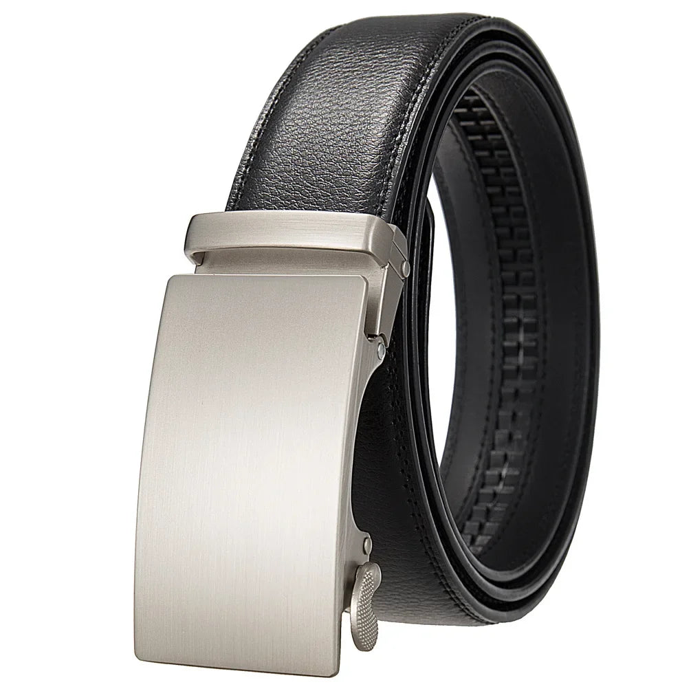 High-End Fashion Business Belt for Men - 3.5cm, Handsome Alloy Automatic Buckle, Durable PU Leather