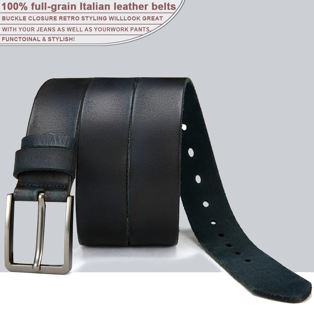 Genuine Leather For Men's High Quality Buckle Jeans Cowskin Casual Belts Business Cowboy Waistband Male Fashion Designer