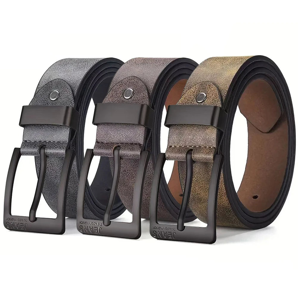 New Men's High-Quality PU Leather Belt Metal Pin Buckle Belt Leisure Business Waistband Fashionable Male Accessory Designer Belt