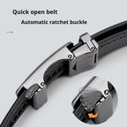Men’s Genuine Leather Ratchet Belt – Automatic Adjustable Buckle