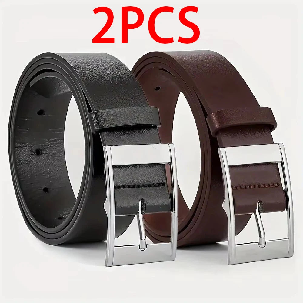 New Luxury Belt for Men PU Leather Belt Metal Pin Buckle High Quality Famous Brand Designer Waist Strap Belts for Jeans Men Belt