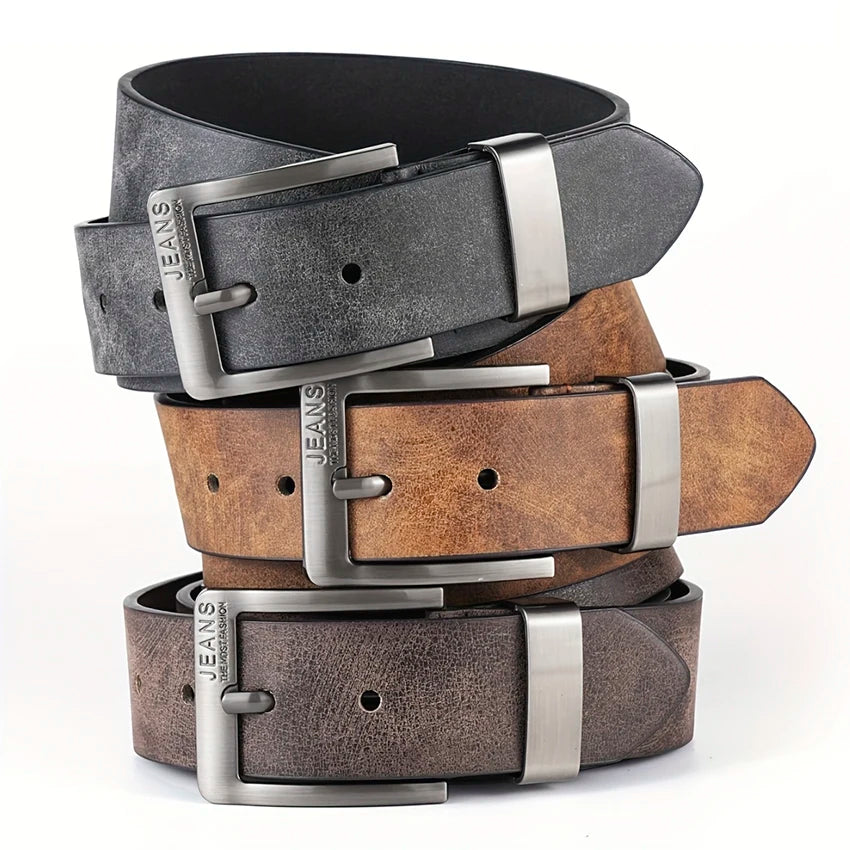 New Men's High-Quality PU Leather Belt Metal Pin Buckle Belt Leisure Business Waistband Fashionable Male Accessory Designer Belt