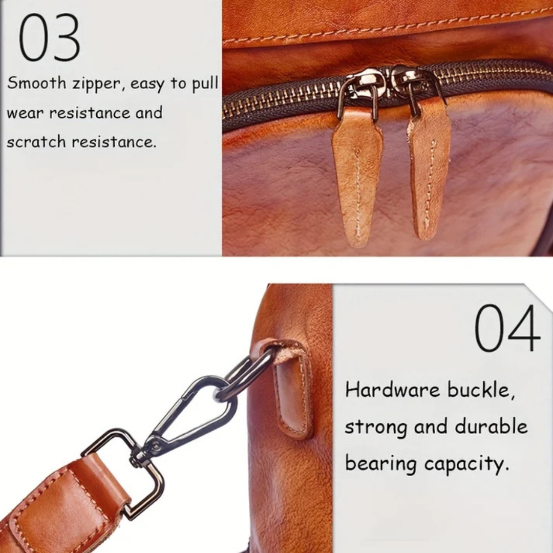 Unisex Cowhide Leather Backpack – Vintage Travel Bag
