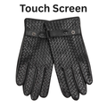 Men’s Sheepskin Leather Woven Gloves – Touchscreen Winter Dress Gloves
