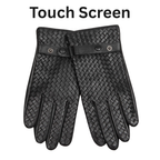 Men’s Sheepskin Leather Woven Gloves – Touchscreen Winter Dress Gloves
