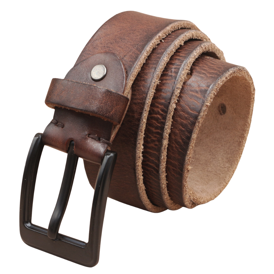 Men’s Top-Layer Cowhide Leather Belt – Vintage Pin Buckle Casual Jeans Belt