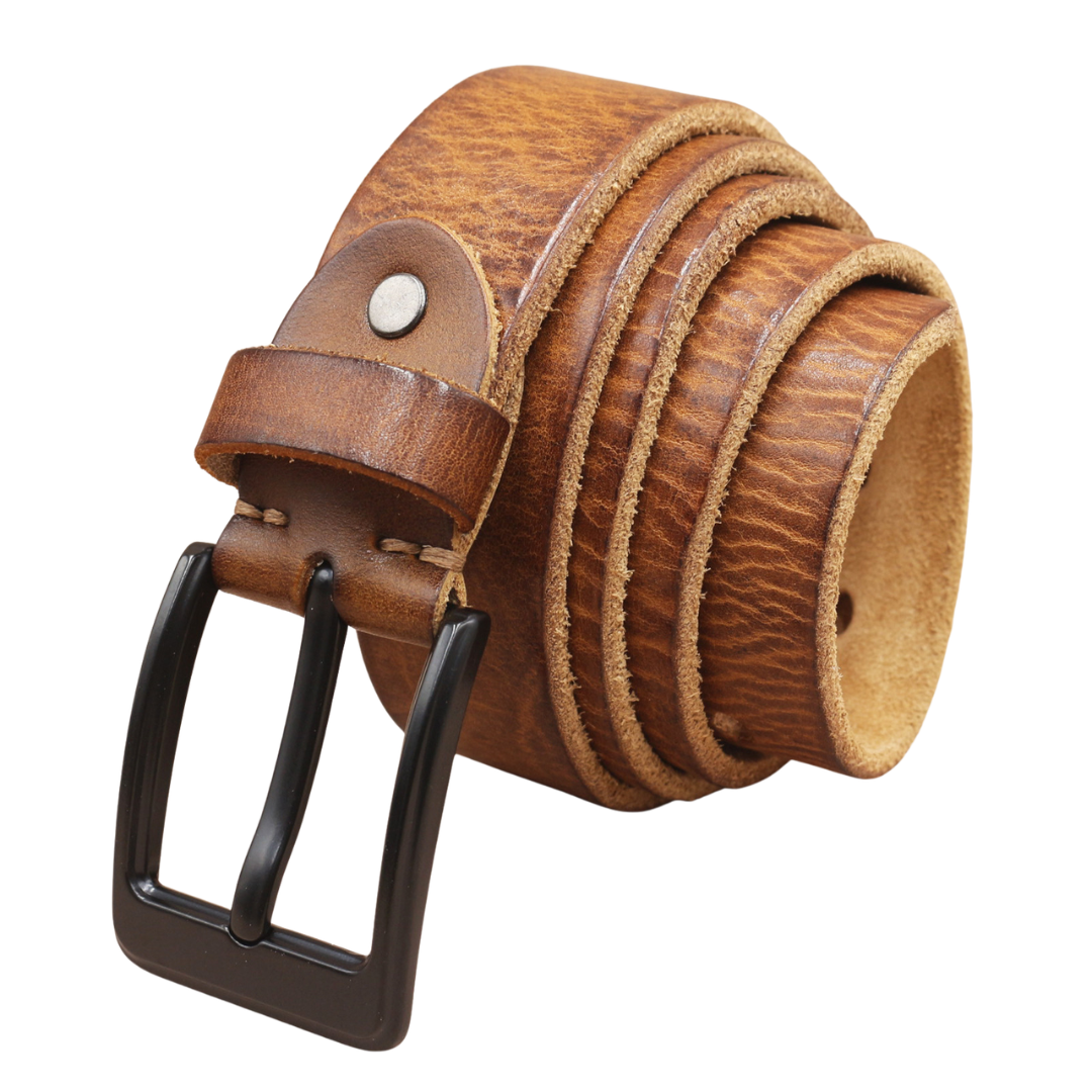 Men’s Top-Layer Cowhide Leather Belt – Vintage Pin Buckle Casual Jeans Belt
