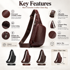 Men’s Genuine Cowhide Leather Crossbody Chest Bag – Retro Sling Shoulder Bag