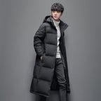 Men's Longline Hooded Puffer Jacket – Warm Winter Coat – product view 1