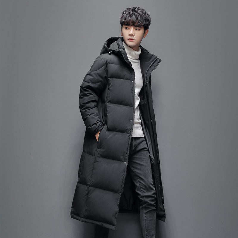 Men's Longline Hooded Puffer Jacket – Warm Winter Coat – product view 1