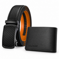Men’s Black Ratchet Belt & Leather Wallet Bundle — one belt and one leather wallet