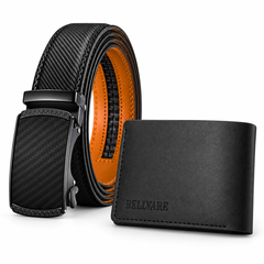 Men’s Black Ratchet Belt & Leather Wallet Bundle