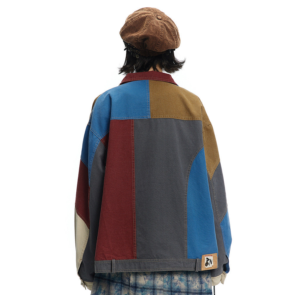 Unisex Colour Block Denim Jacket – Loose Casual Fit - product image 4