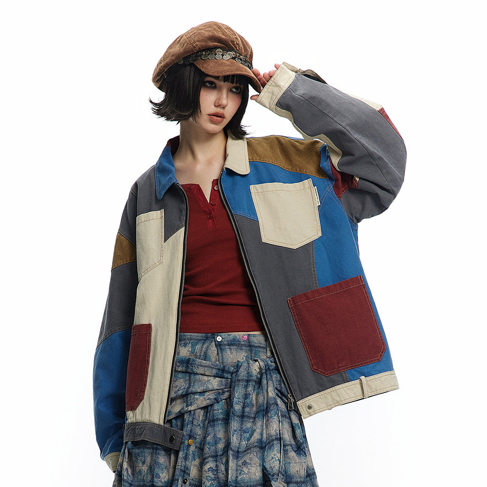 Unisex Colour Block Denim Jacket – Loose Casual Fit - product image 9