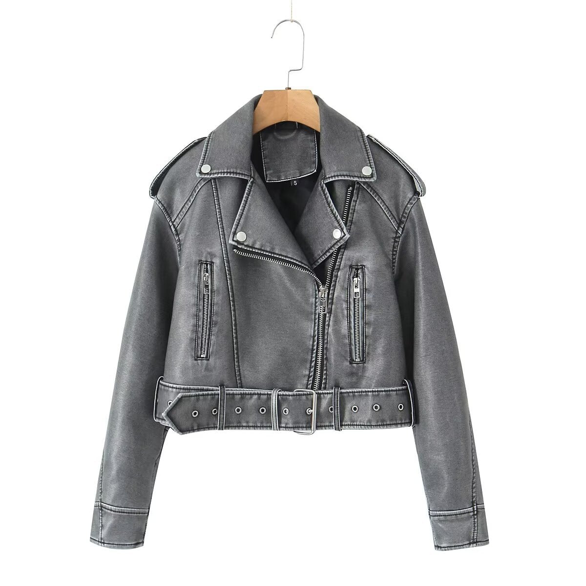Women's Washed Motorcycle Jacket – Street Biker Style - product image 13