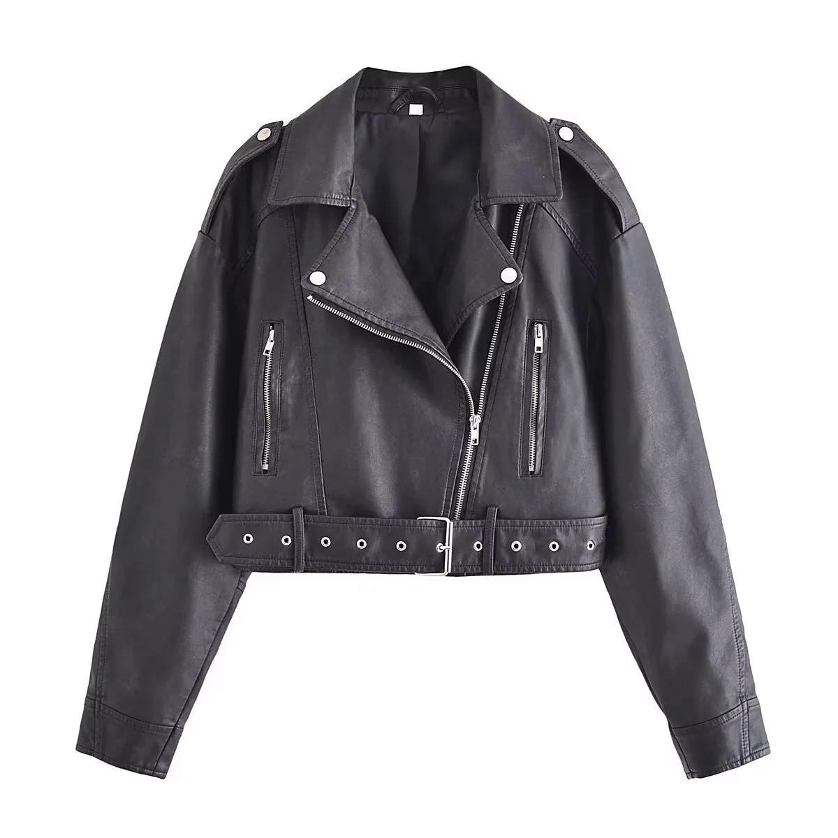 Women's Washed Motorcycle Jacket – Street Biker Style - product image 8