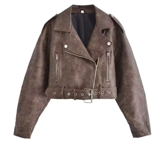 Women's Washed Motorcycle Jacket – Street Biker Style - product image 14