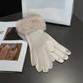 Women’s Vegan Leather Winter Gloves – Faux Fur Cuff Touchscreen Warm Gloves