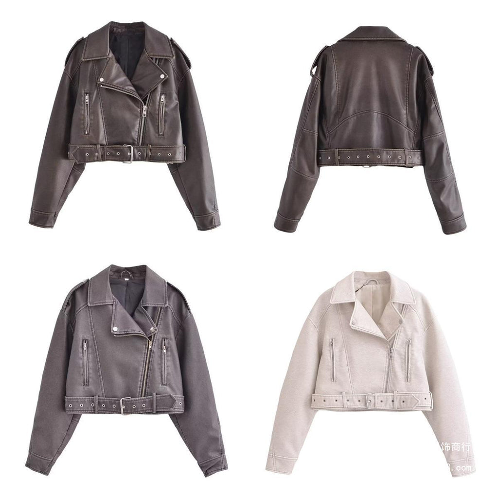 Women's Washed Motorcycle Jacket – Street Biker Style - product image 1
