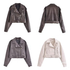Women's Washed Motorcycle Jacket – Street Biker Style - product image 1