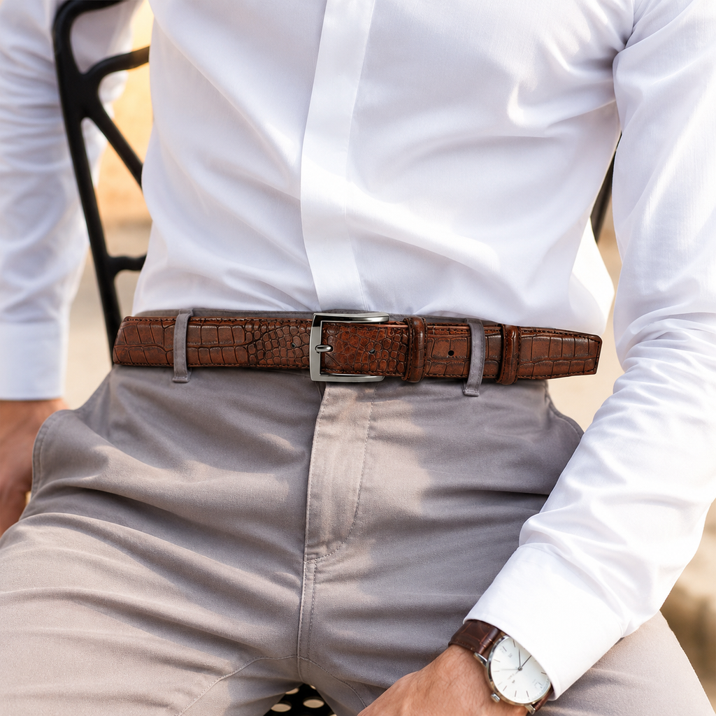 Men wearing brown belt